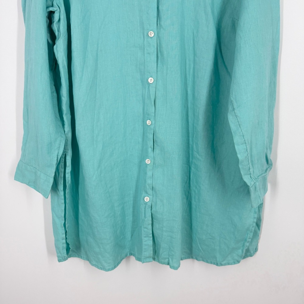 J.‎ Jill Love Linen Turquoise Aqua 100% Linen Button Down Tunic Top Womens XL - Picture 3 of 10